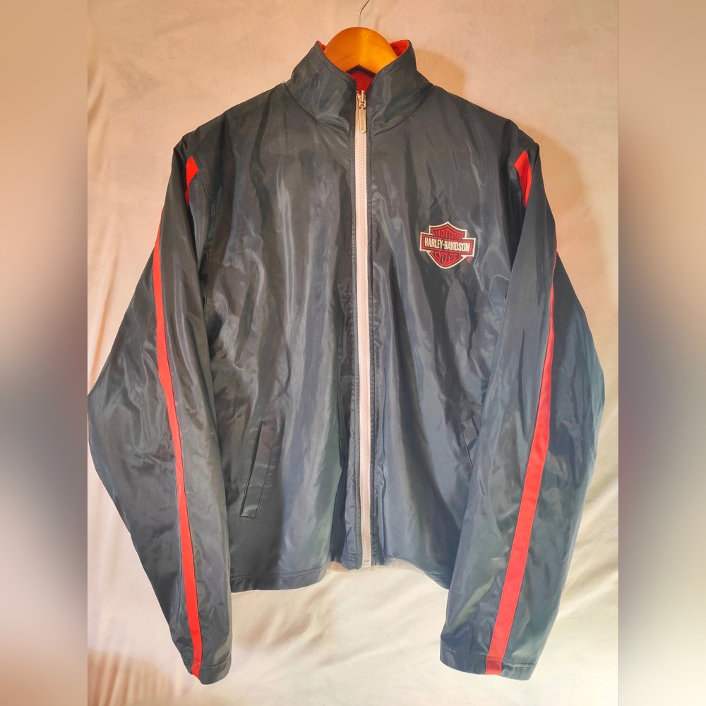 Harley-Davidson Gray and Red Windbreaker Jacket